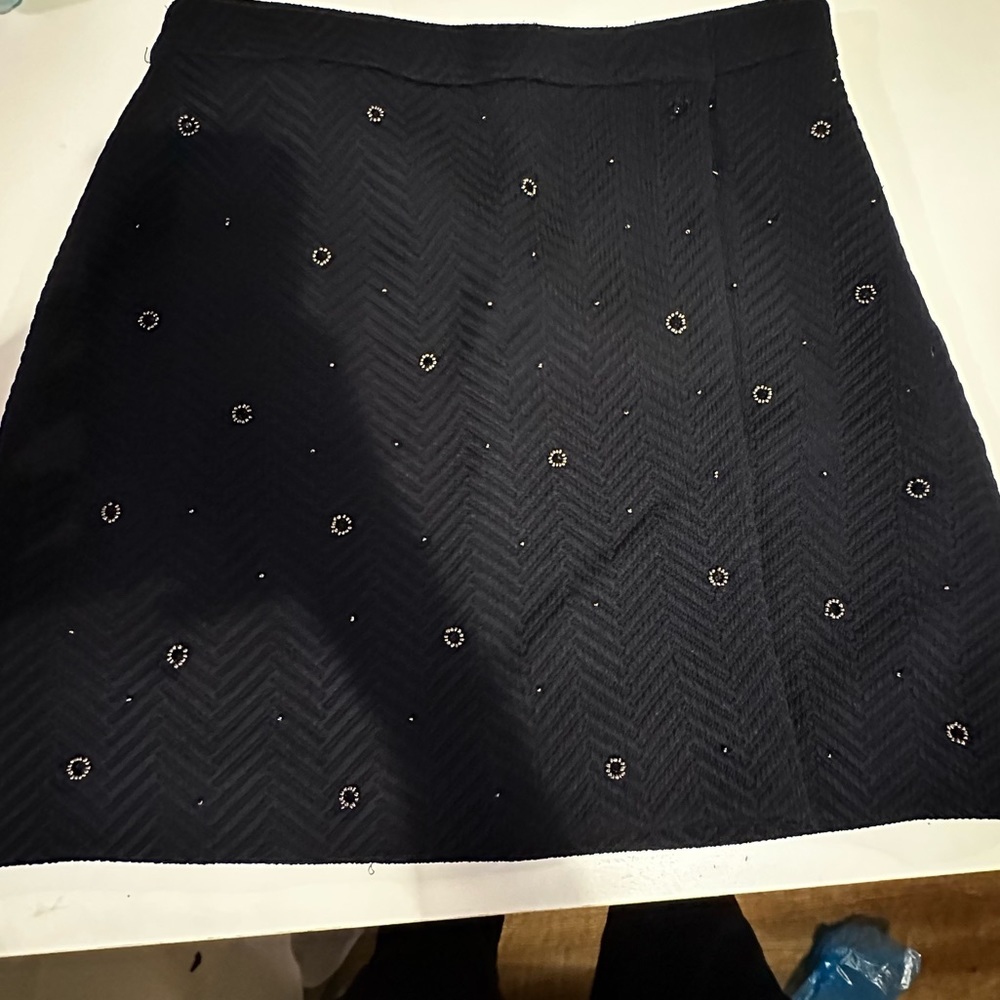 Vince Camuto Beaded Dark Blue Embroidered Women’s Wrap Skirt Size M